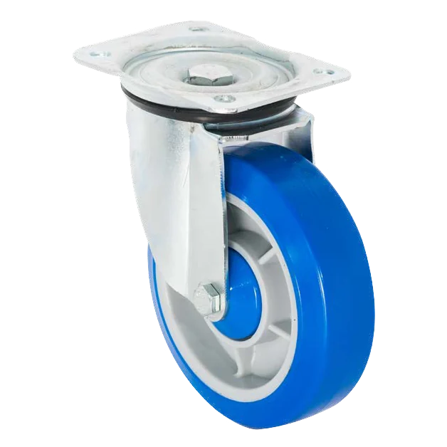 Giratoria · Rueda de poliflex azul para servicios y lavanderías