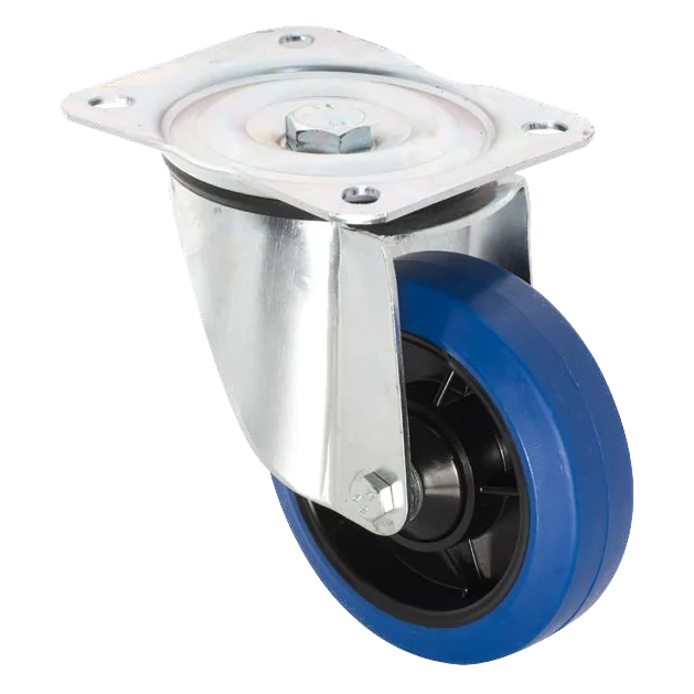 Giratoria · Rueda de poliuretano azul para industria y contenedores