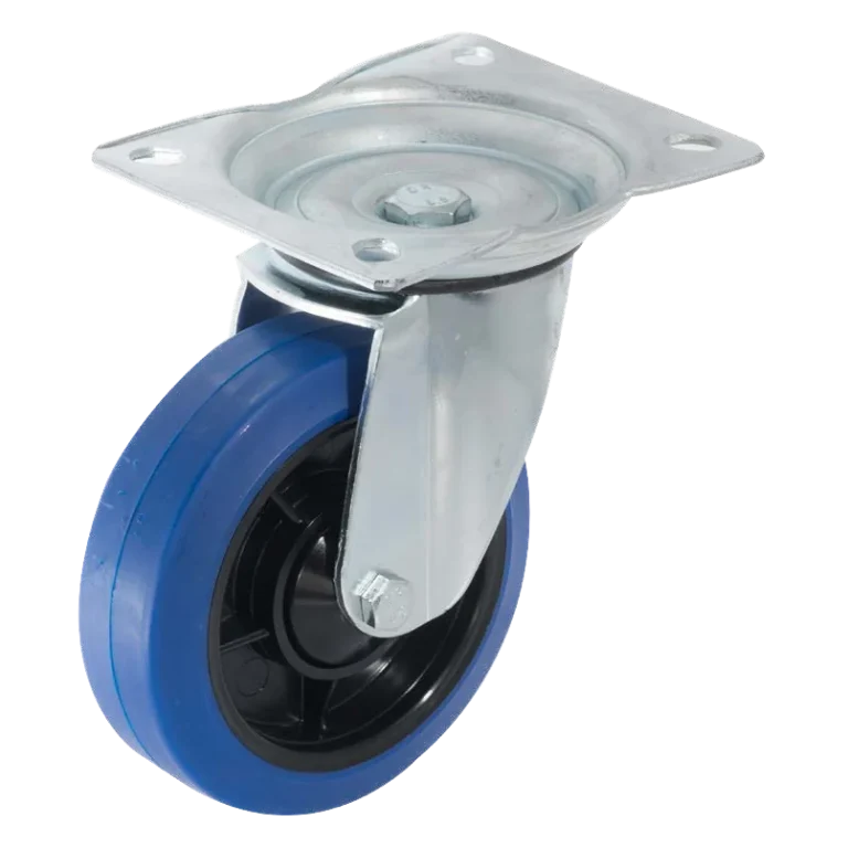 Giratoria · Rueda de poliuretano azul, modelo especial para industria y servicios