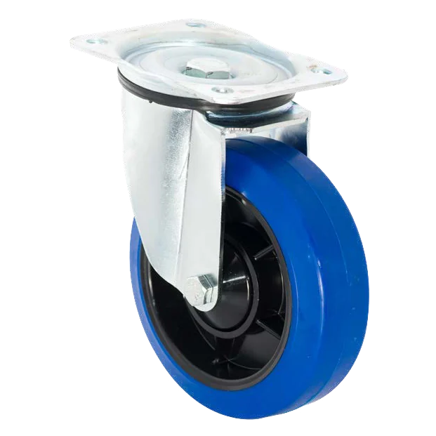 Giratoria · Rueda de poliuretano azul con núcleo de poliamida