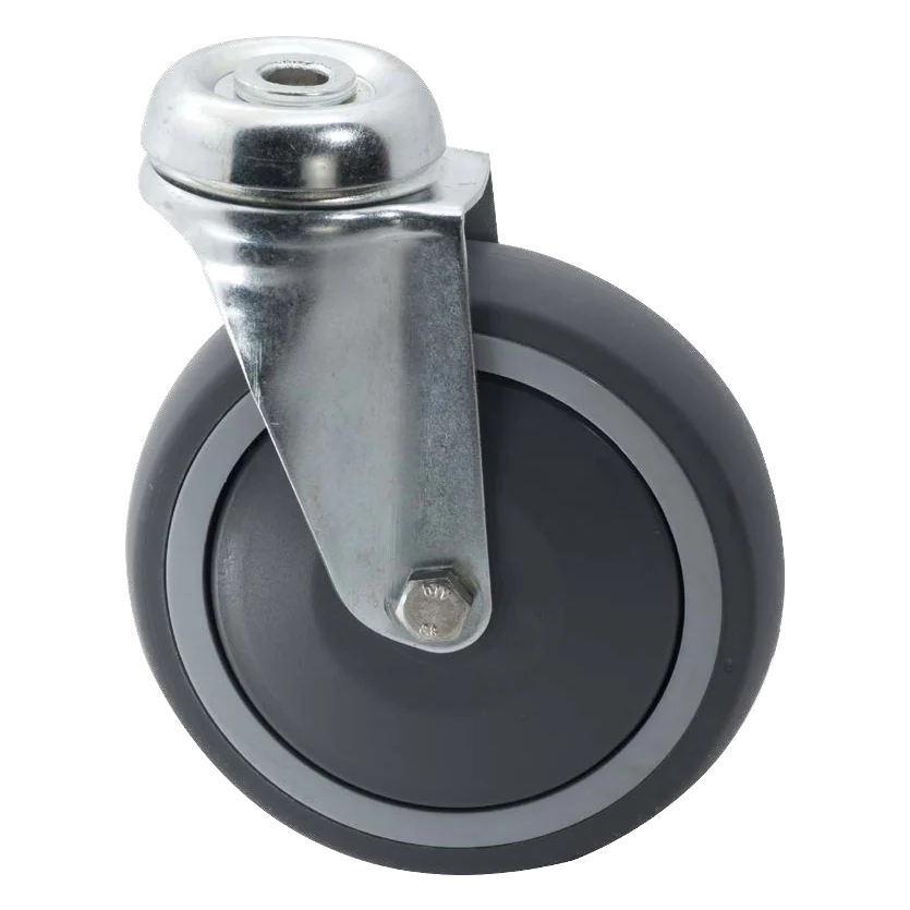 Giratoria con taladro pasante · Rueda giratoria de poliuretano gris con taladro pasante